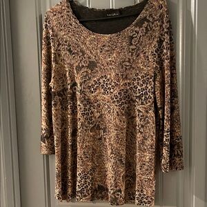Catherines Brown Animal Print Long Sleeve Top